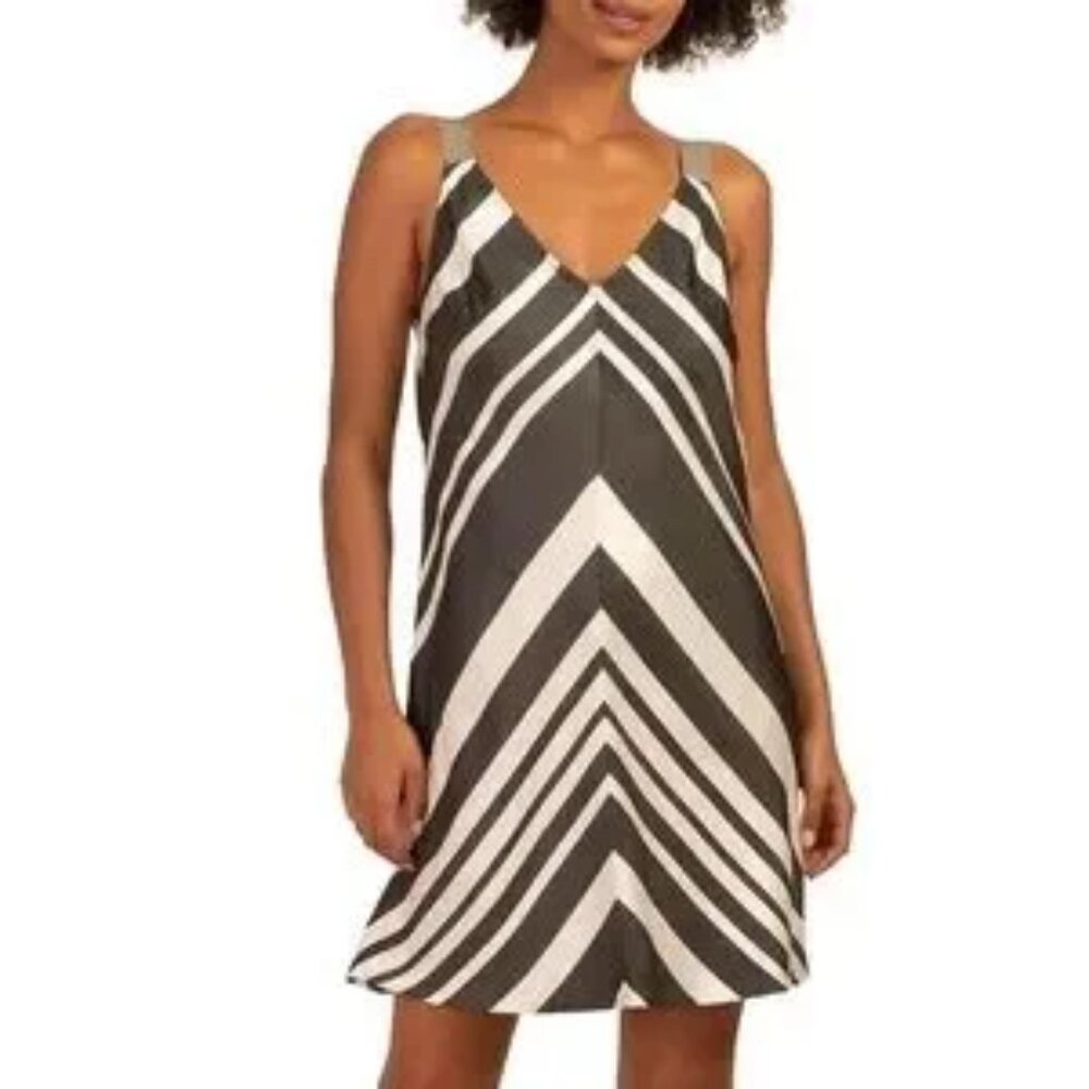 Trina Turk Striped Cayson Dress Chevron Sleeveless Vacation Summer Brand New NWT